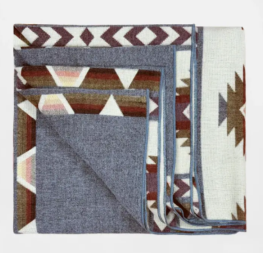 Antisana - Baby Alpaca Blanket - Extra Large Plus - Andean Harmony Geometric Pattern - Grey/Earth-Toned