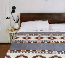 Load image into Gallery viewer, Antisana - Baby Alpaca Blanket - Extra Large Plus - Andean Harmony Geometric Pattern - Grey/Earth-Toned
