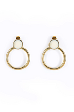 Load image into Gallery viewer, Full Circle Earrings with White Cowbone Discs
