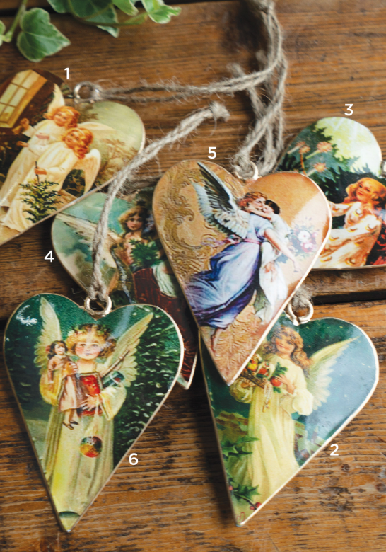 Vintage Tin Heart Shape Angel Decoration