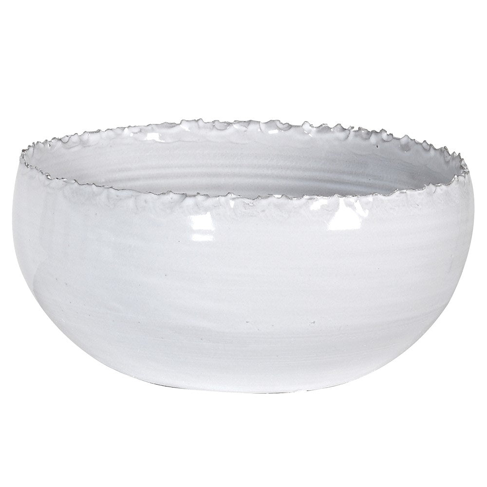 Distressed Edge White Ceramic Bowl