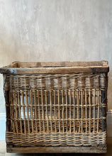 Load image into Gallery viewer, Antique Log Basket On Wheels
