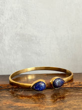 Load image into Gallery viewer, Brass Bangle With Blue Stone
