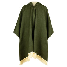 Load image into Gallery viewer, Baby Alpaca Wool Unisex Hooded Poncho - Olive Green
