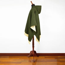 Load image into Gallery viewer, Baby Alpaca Wool Unisex Hooded Poncho - Olive Green
