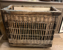 Load image into Gallery viewer, Antique Log Basket On Wheels
