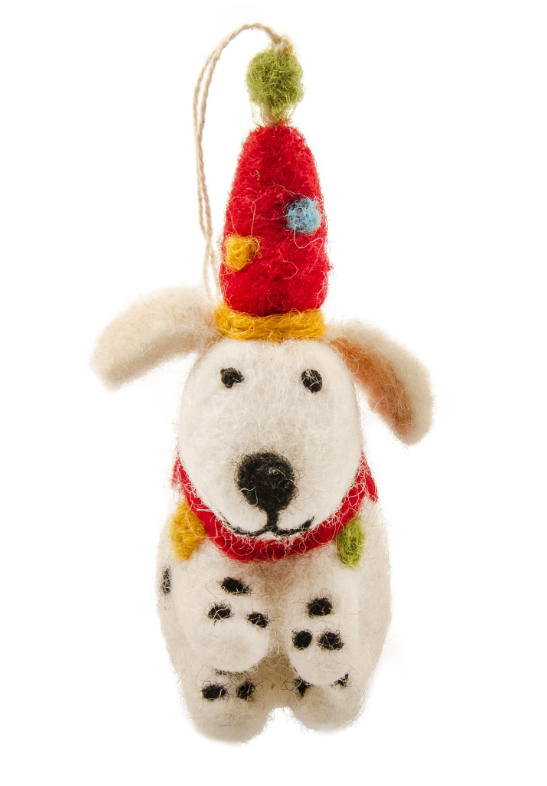 Felt Dog In A Funny Hat Decoration