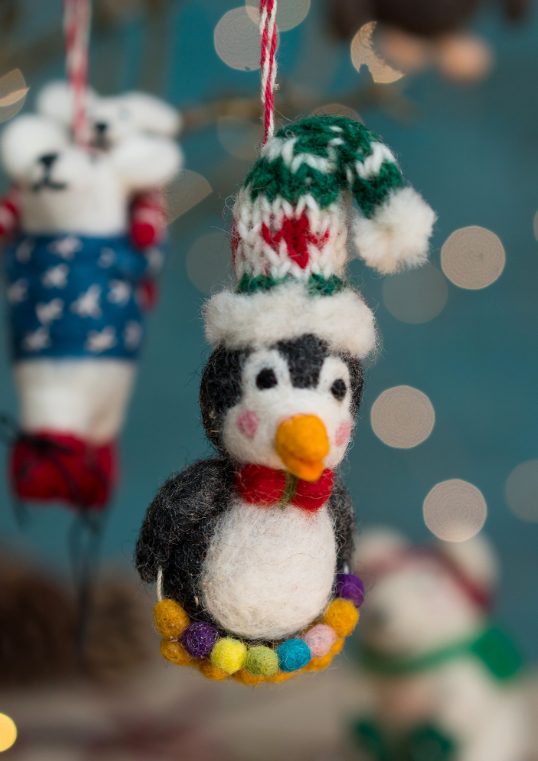 Felt Penguin In Christmas Hat