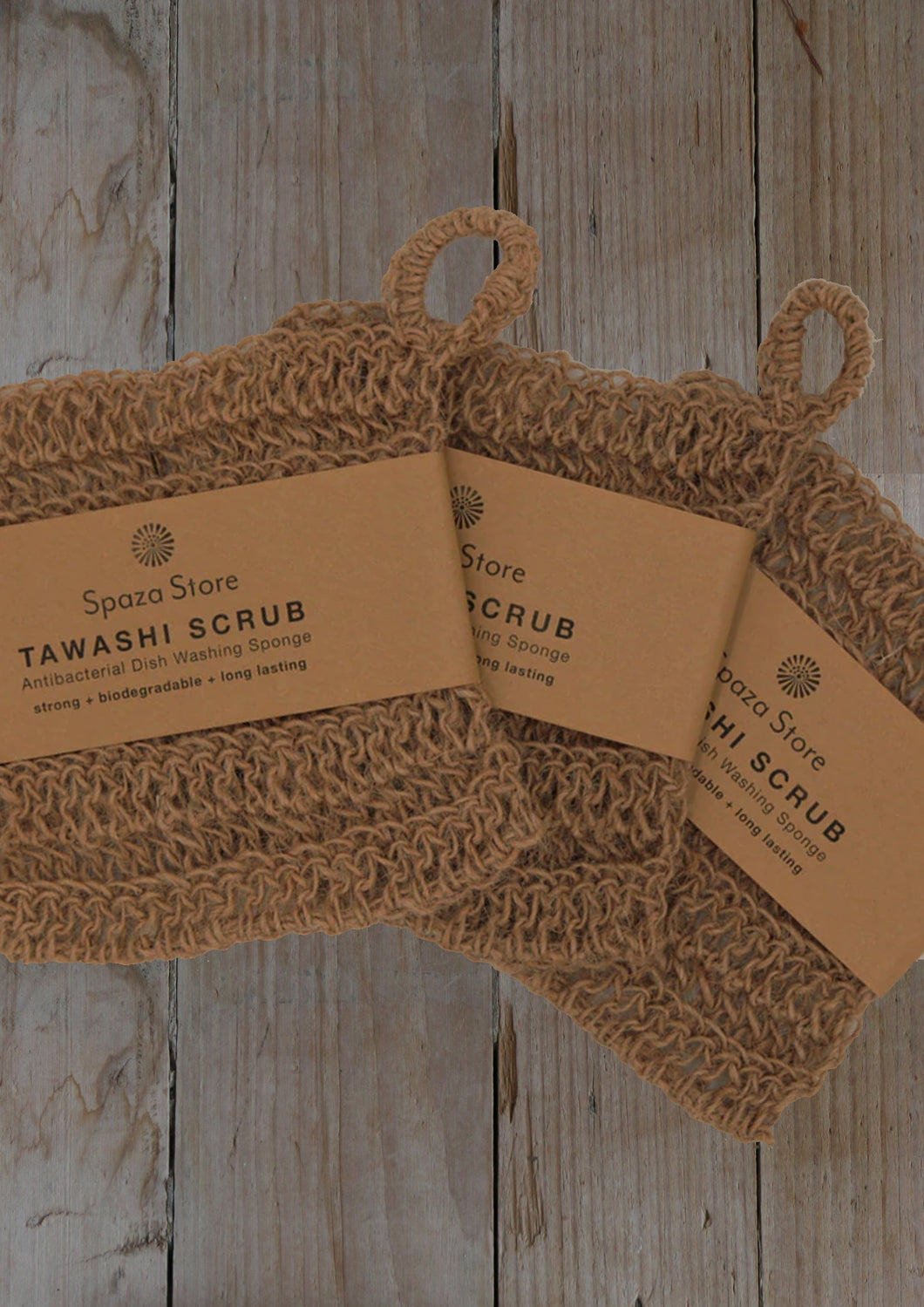 Natural Tawashi Kitchen Scrub Cloth, Pack of 3