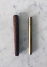 Load image into Gallery viewer, Handmade Brass Pen with Carved Wooden Case
