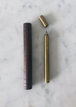 Load image into Gallery viewer, Handmade Brass Pen with Carved Wooden Case
