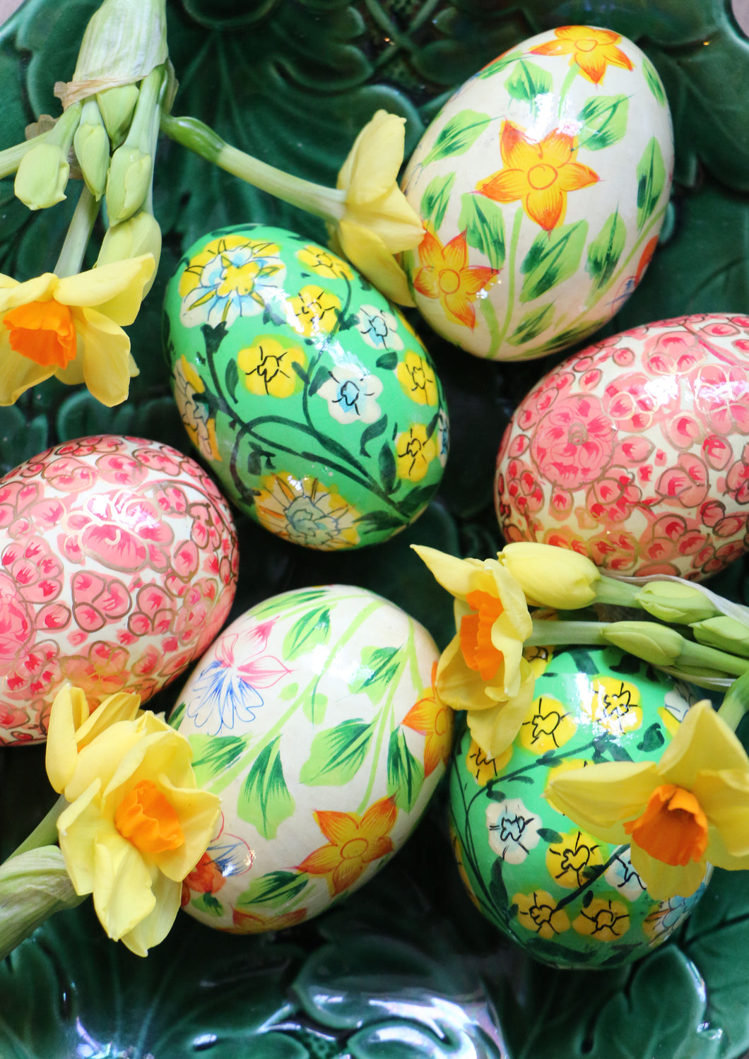 Hand-Painted Papier Mache Eggs