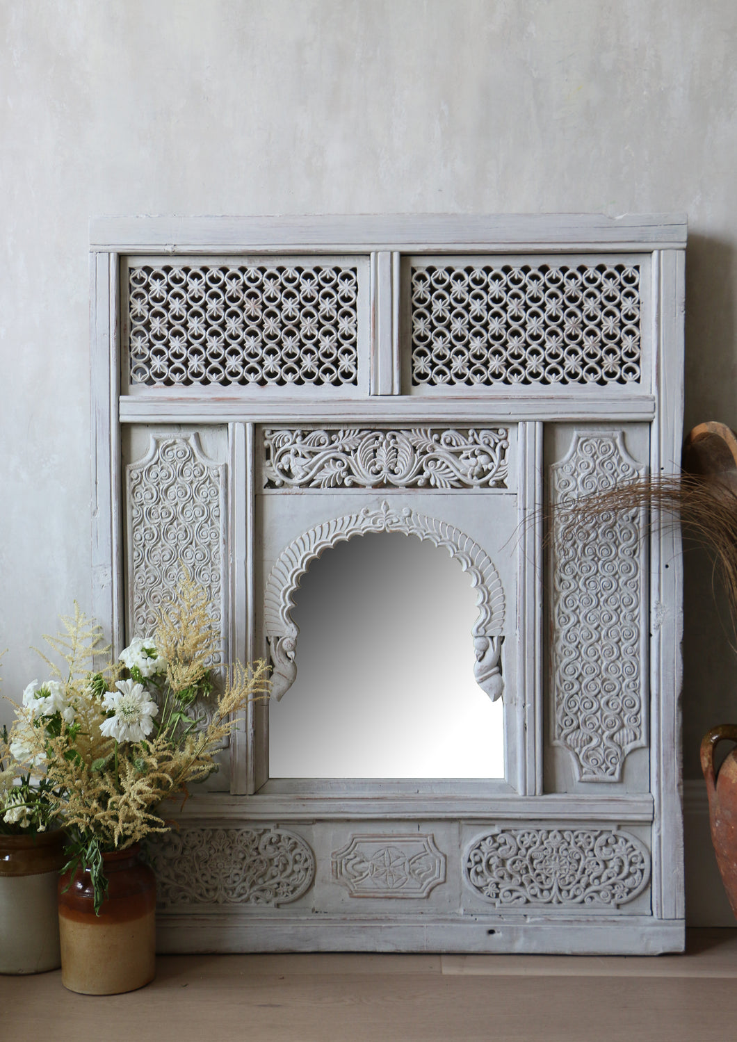 Vintage Mirror - Antique Indian Carved Frame Mirror